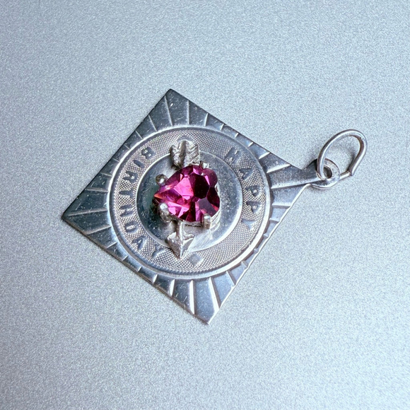 Sterling Silver 925 Happy Birthday July Birthstone Simulated Ruby Charm Pendant - Picture 2 of 5